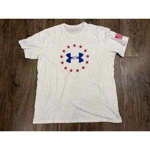 Under Armour Shirt Mens XXL Freedom Loose Short Sleeve White Heatgear